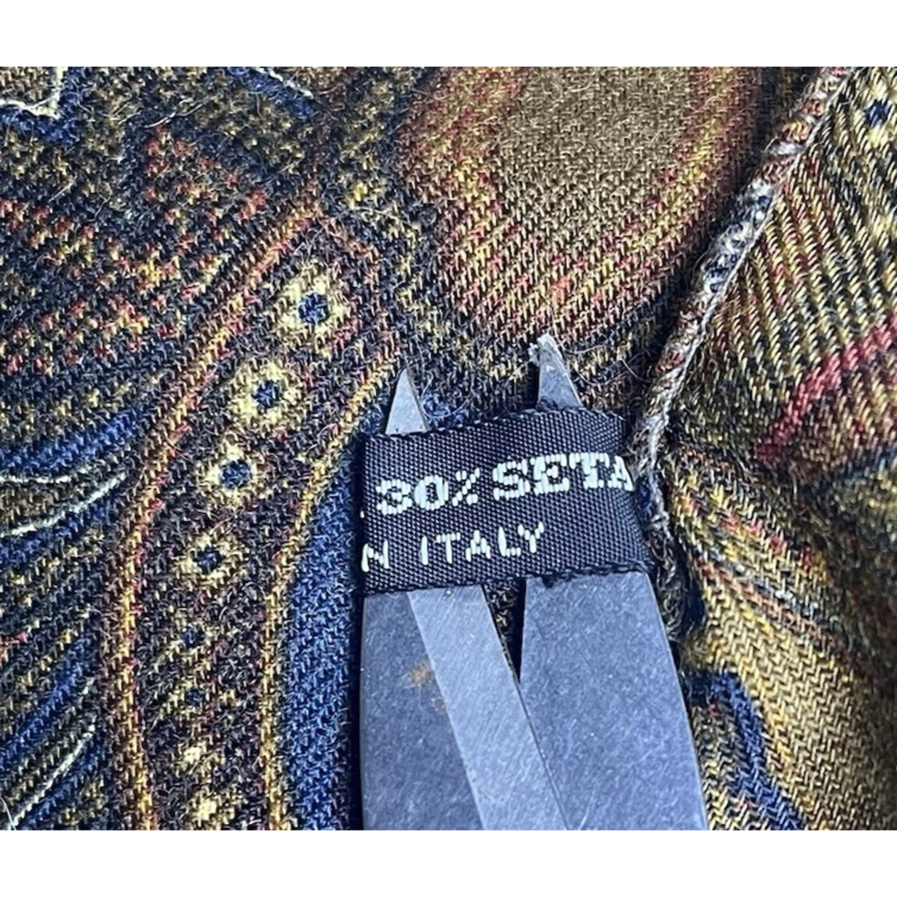 Lanvin Paris Wool Silk Scarf Equestrian Horse Paisley Wool & Silk Italy 19x62 - Picture 14 of 14